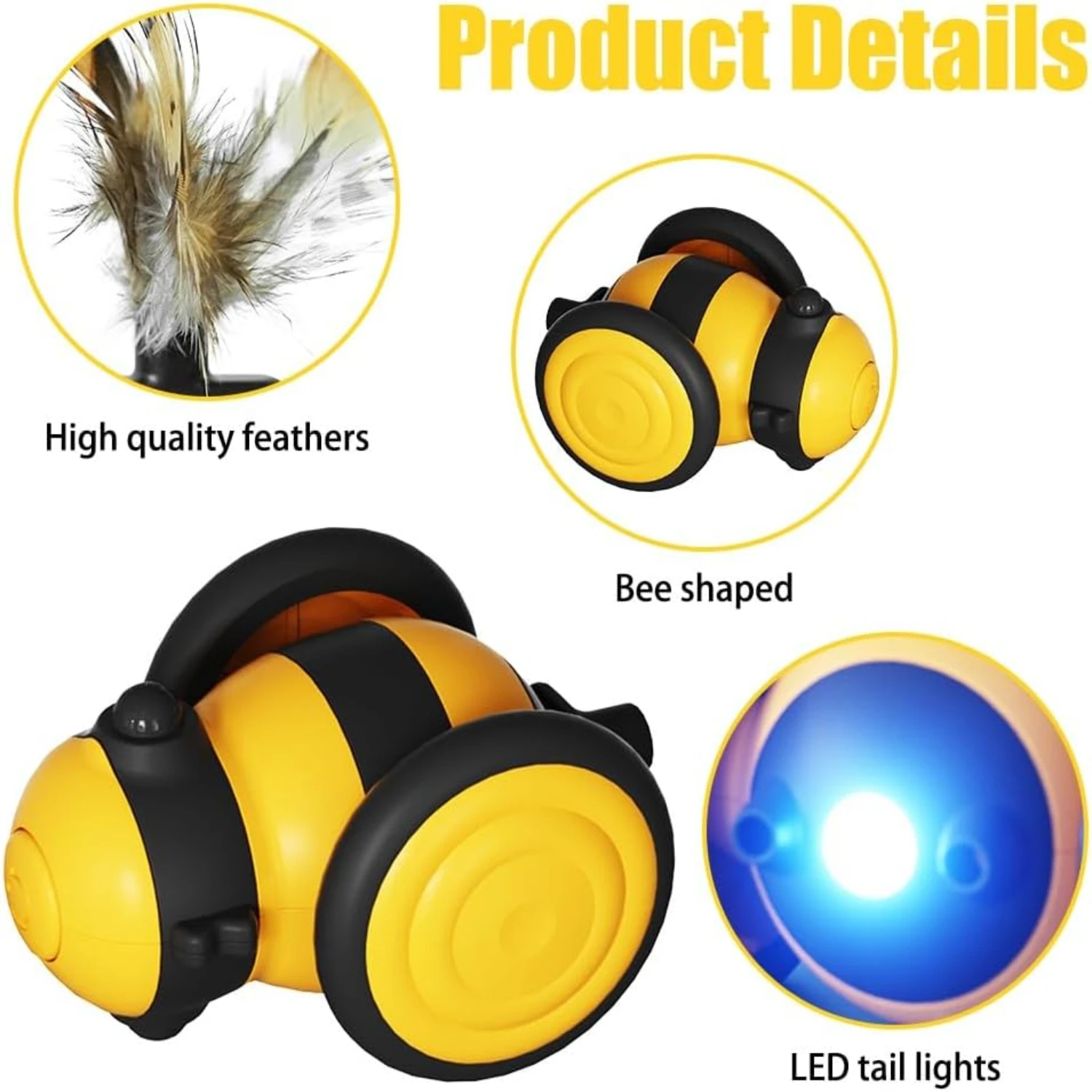 Exciting Vibrant LED Smart Bee Toy for Curious Kittens - Guaranteed Indoor Entertainment - Engaging Automatic Pet Toy for Unlimi