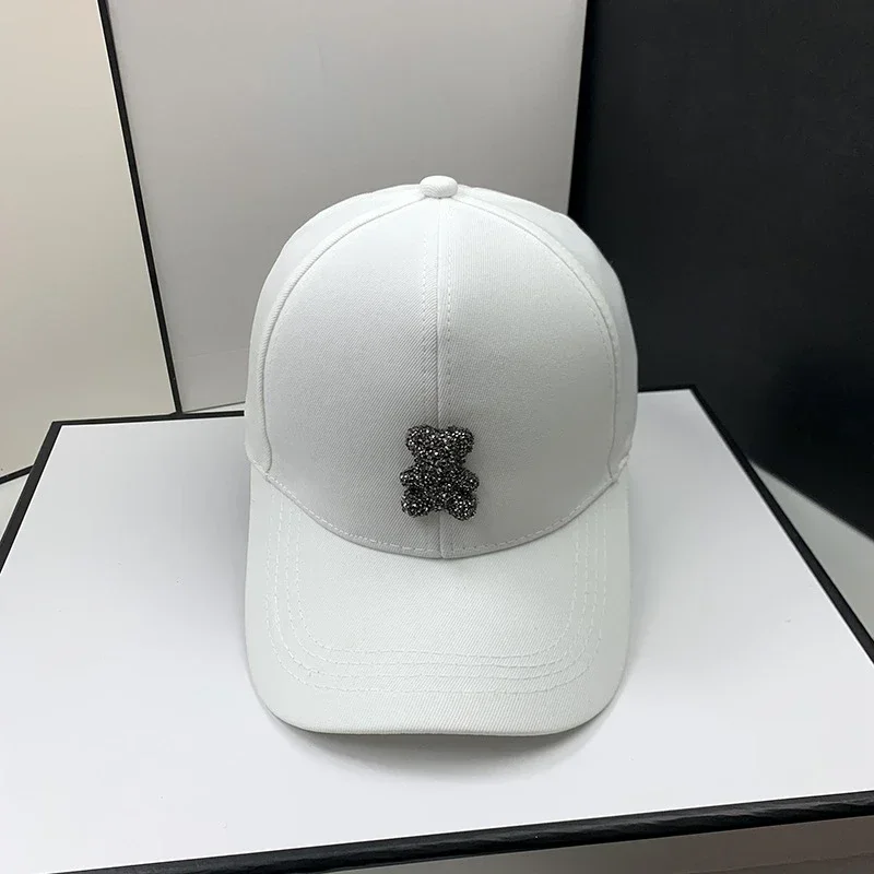 Fashion Designer Four Seasons Baseball Caps for Women Korean Bear Rhinestone Caps Sun Hats Street Outdoor Visors Hip Hop Hat