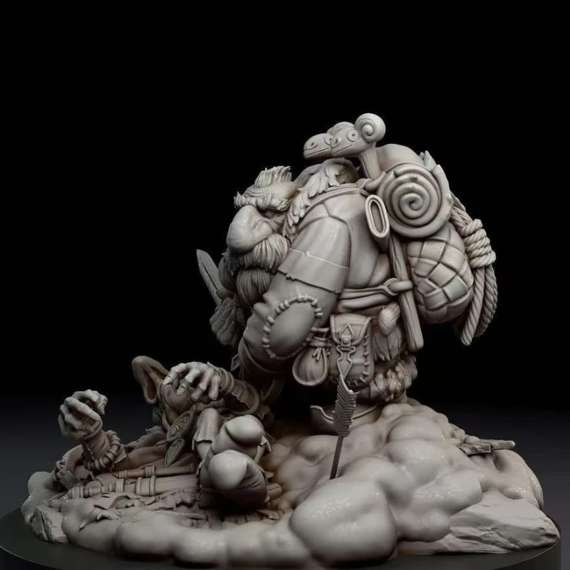 Kit de figurines en résine moulée sous pression, échelle 1/24, guerrier nain sauvage, jouet Miniature de loisir, non assemblé, non peint, Diorama à faire soi-même