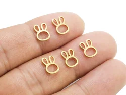 50pc Bunny Charm, Easter Rabbit Charms, DIY Ornament, Raw Brass Earring Findings, Add-on, 9x6.5mm, Jewelry Making -R1626