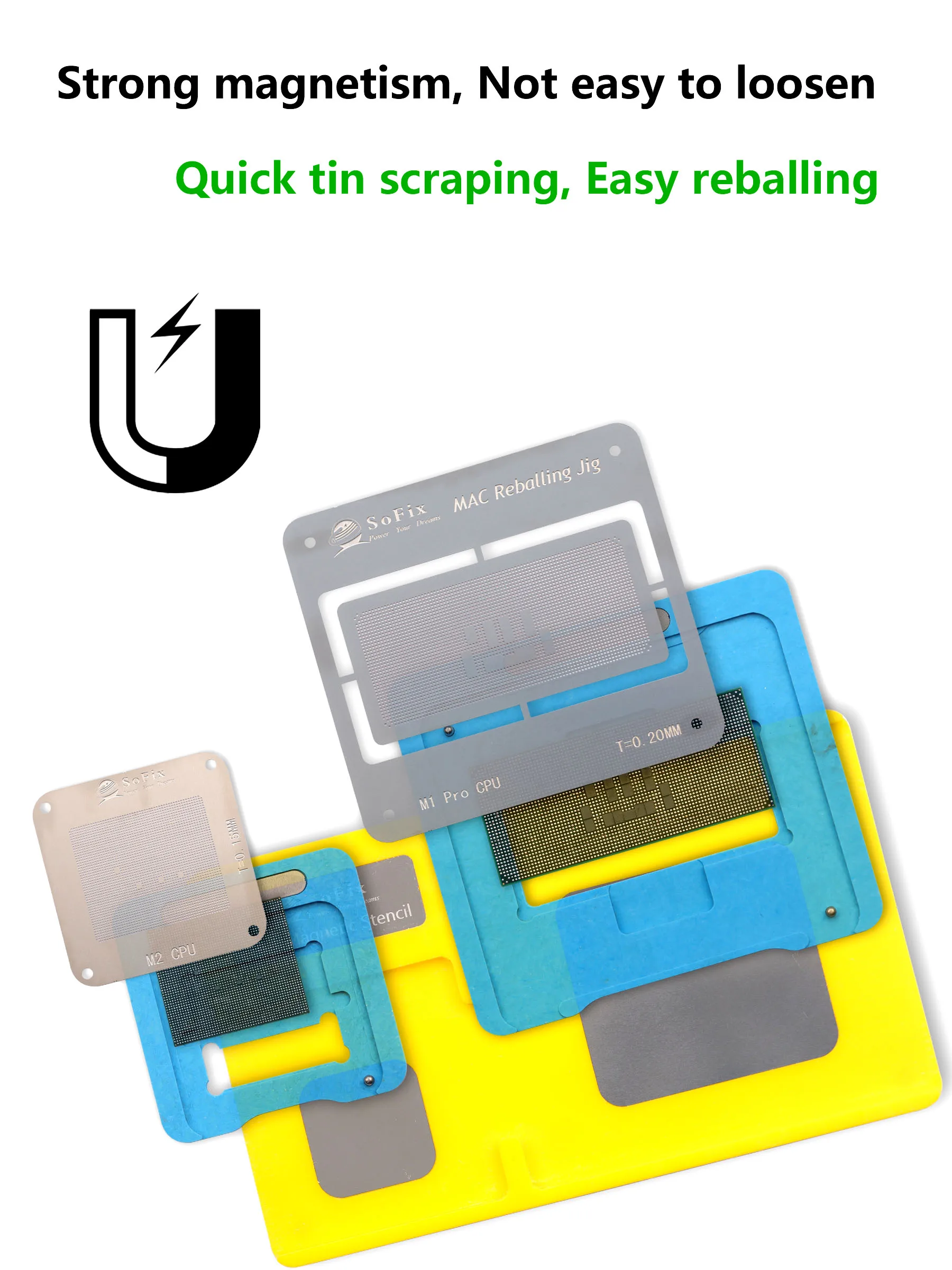 S-F304 BGA Reballing Magnetic Stencil For Macbook CPU GPU PCH Intel M1 M2 CPU to BGA Chip RAM NAND Tin Planting Platform Tools