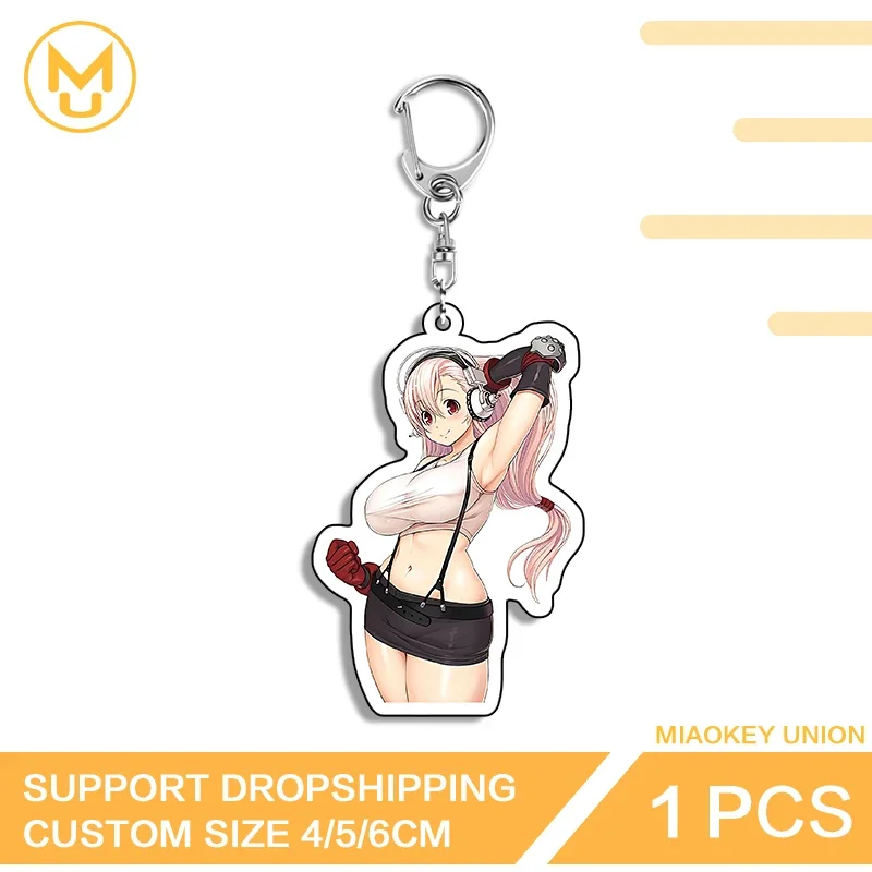 Alluring SUPERSONICO Sexy Girl Playful Big Breasts Exquisite Glaring Double Sided Acrylic Keyring Simplicity Novelty Jewelry
