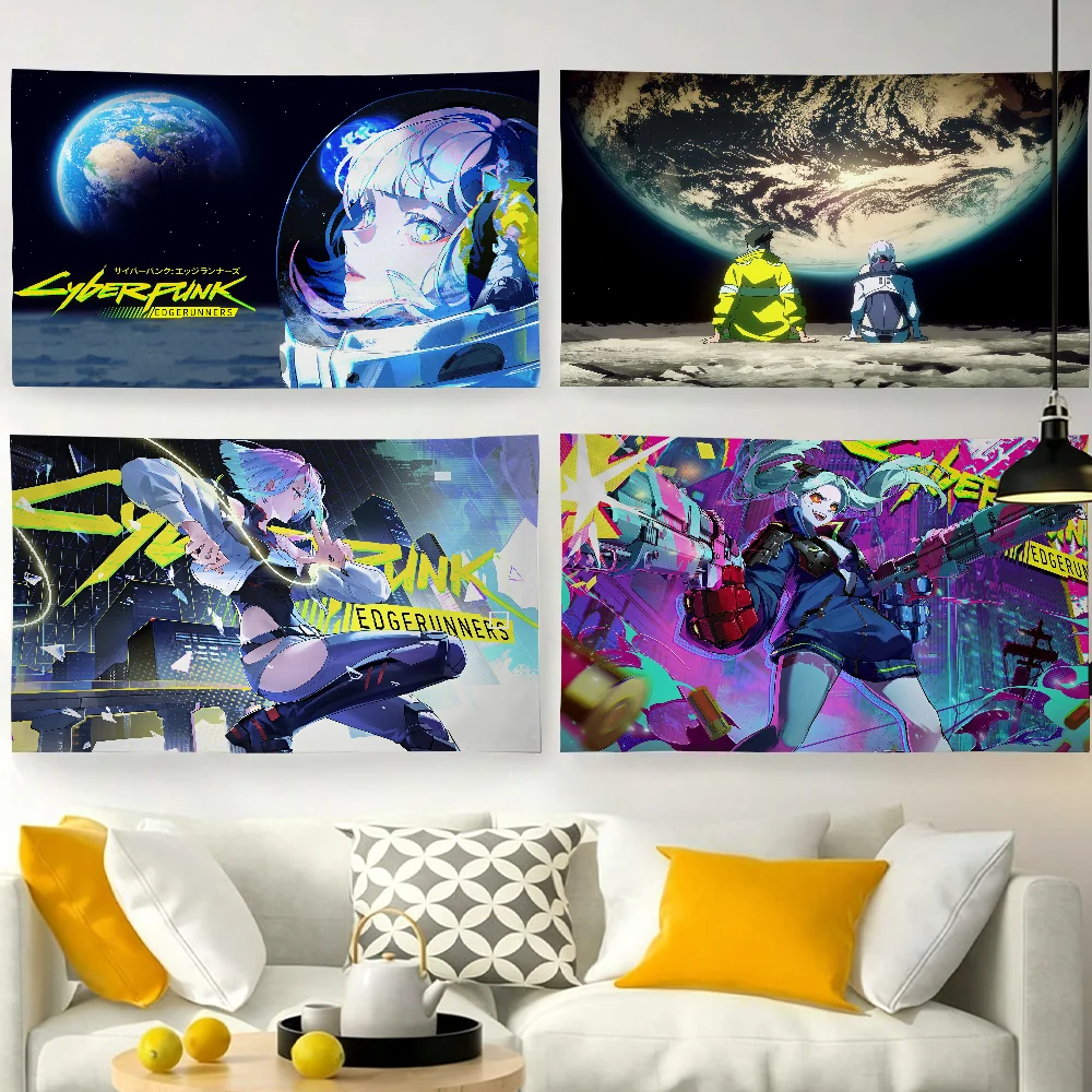 Anime C-CyberPunk Cool E-EdgeRunners-S Flag For Garden Party Living Room Home Wall Decor Banner Bedroom Outdoor Tapestry