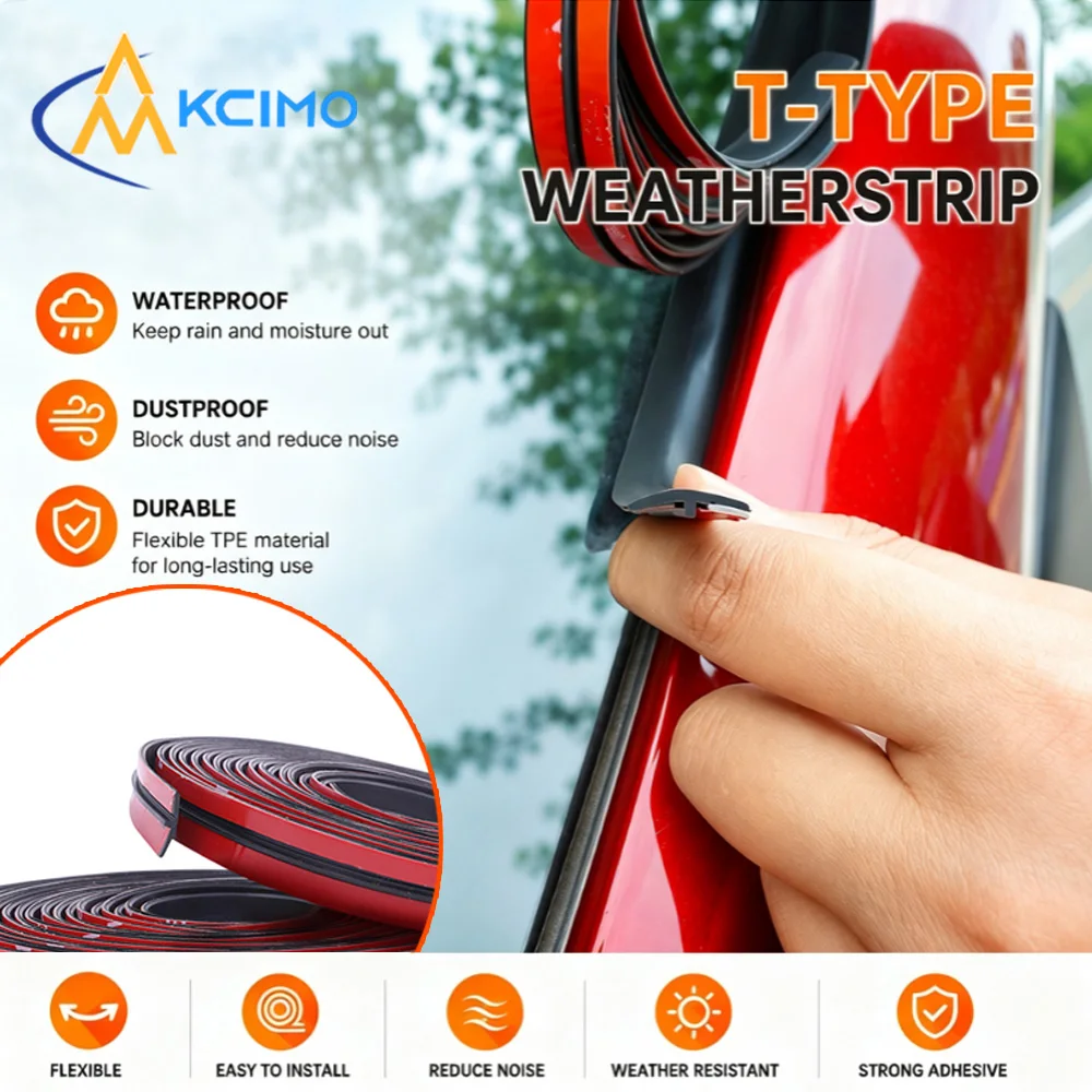 14mm 19mm T Shape Rubber Weather Seal Strip Car Windshield Roof Gap Filler Windproof Dustproof Anti-Leak Auto Exterior Trim