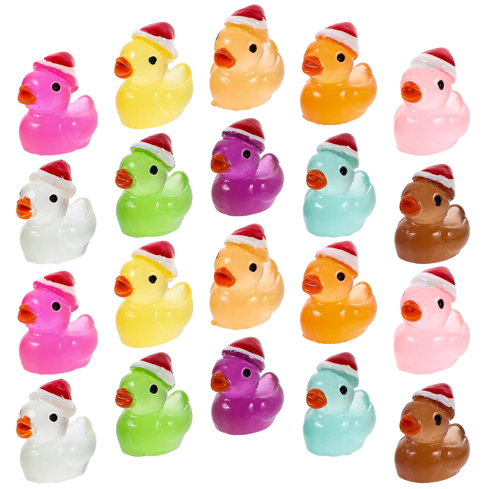 

50 Pcs Accessories Luminous Christmas Duck Ornaments Resin Dollhouse Figurines Glowing The Dark