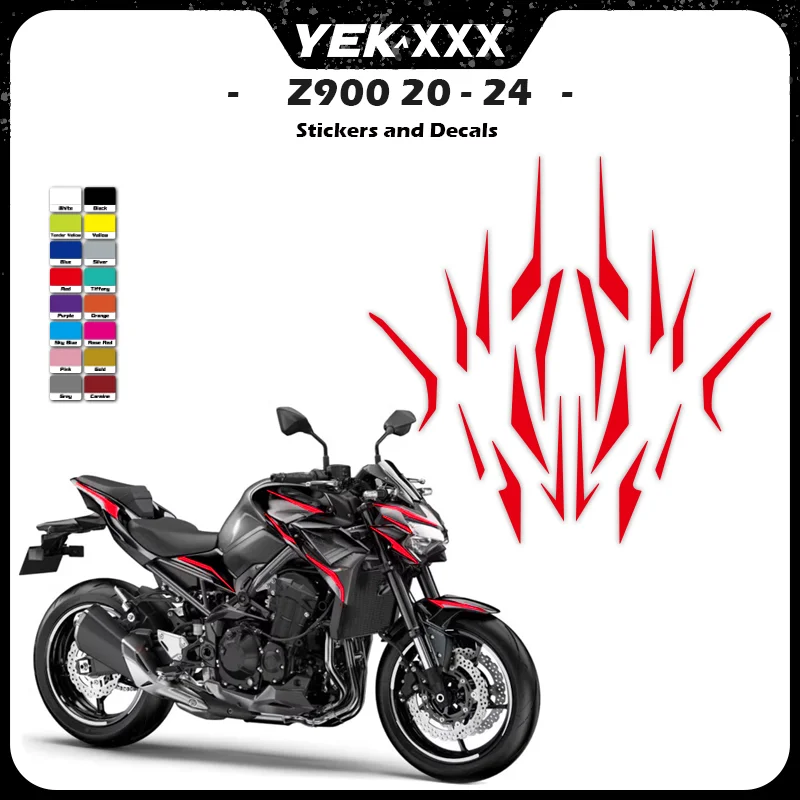 For Kawasaki Z900 Z900SE 2020-2024 - Line Fairing Shell Sticker Decal with Reflective Metal Flash Texture