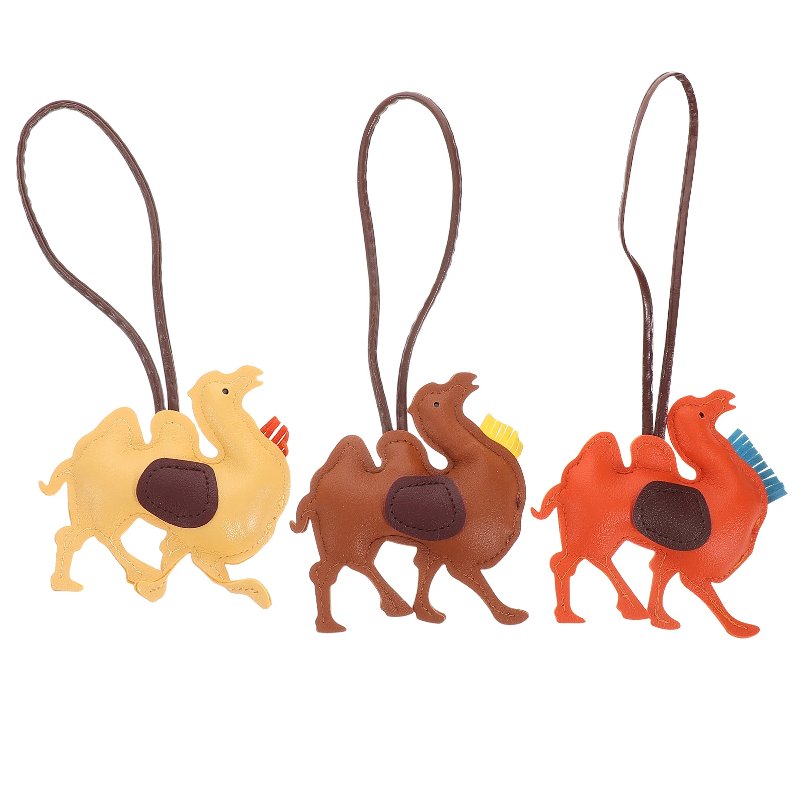 

3 Pcs Islamic Camel Bag Charm Hanging Eid Mubarak Pendant Keychain Pu Handbag Travel Animal Ornaments Decor