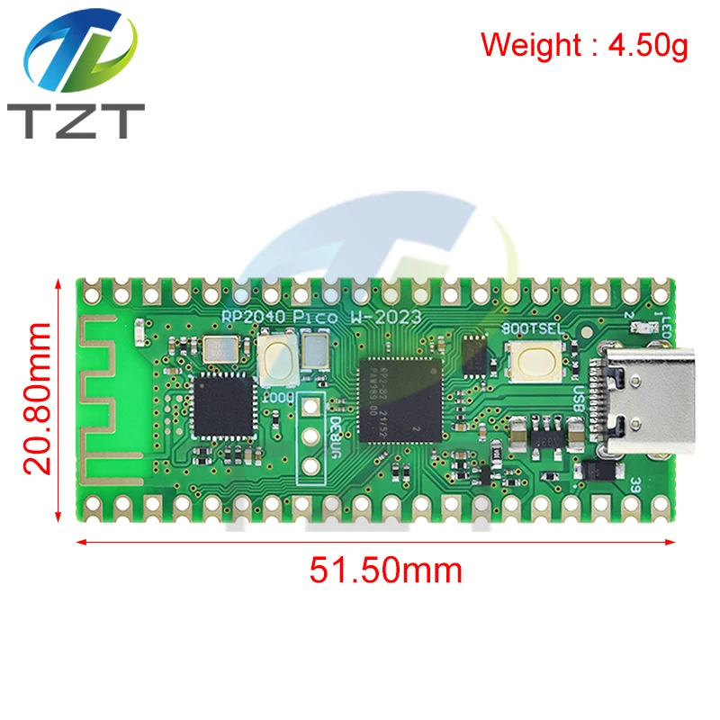 RP2040 Raspberry Pi Pico W Board with 2.4G WiFi Micro Dual-Core 264KB ARM Microcomputers High-Performance Cortex-M0 Processor