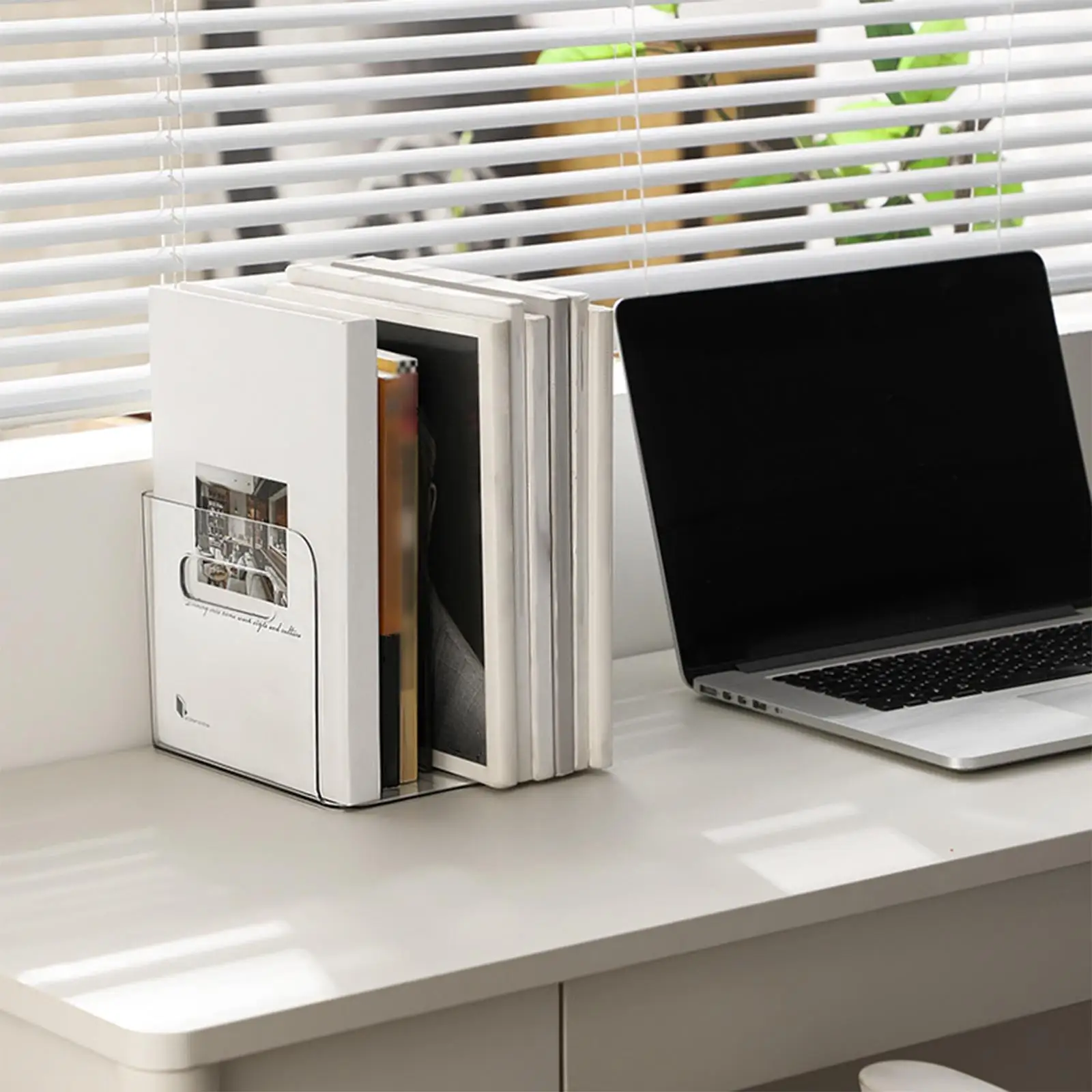 Clear Desktop Bookshelf Book Storage Rack Decorative Simple with Handles Display Shelf Bookcase for Dorm Home Office Table CD