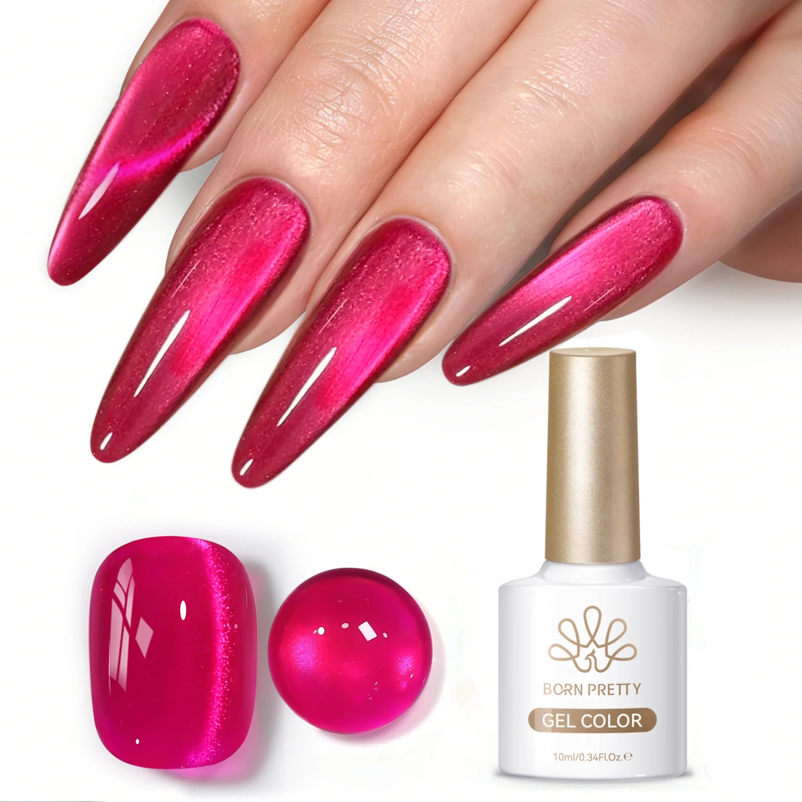 BORN PRETTY Katzen-Magnetgel-Nagellack - Drachenfrucht-Rosa Farbe für Sommer-Maniküre DIY 10ml Abziehbarer UV-Gel-Nagellack