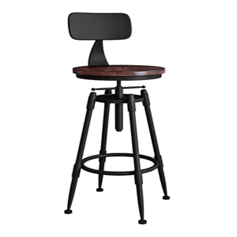 

Bar Chair Bar Chair Swivel Lift Chair Solid Wood High Stool Wrought Iron Back Home Bar Stool Modern Minimalist