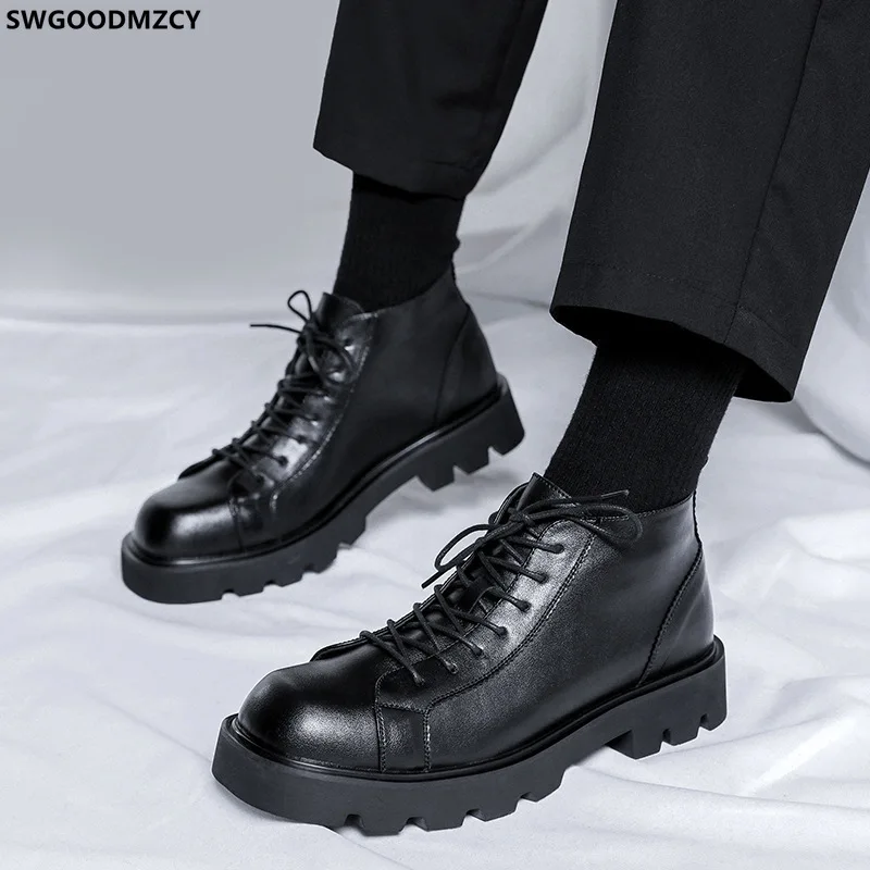

Casual Shoes for Men Black Boots Stivali Casuales Leather Boots for Men Ankle Boots Leather Casual Shoes берцы мужские военные
