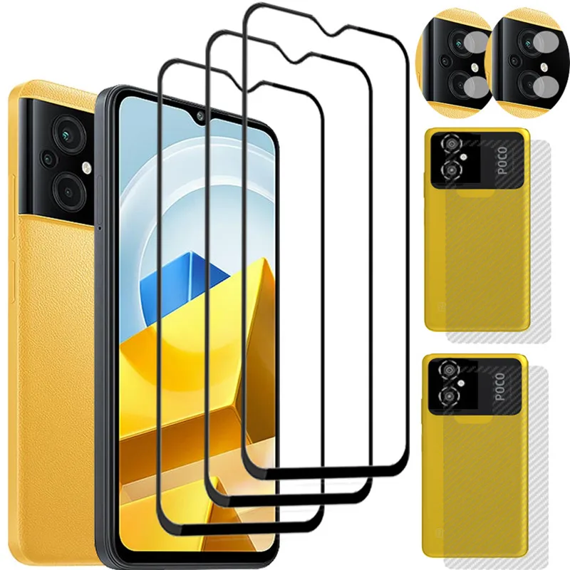 

1-3PCS Film POCO f5 Glass For Xiaomi Poco f5 Pro Tempered Glass Pocco M5S Screen Protector Poco X 5 Pro Clear Black Edge Glass Poco M4 Pro 5g/4g Back Film + Camera Poco X5 Pro cristal templado Pocco M 5