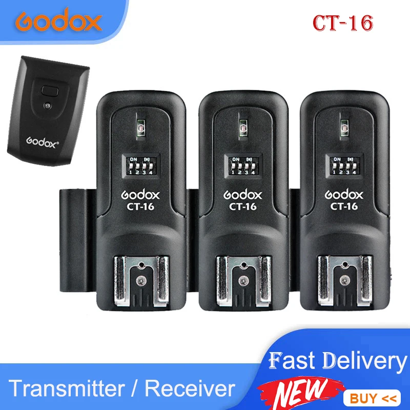 Godox CT-16 Kit 16 Channels Wireless Radio Flash Trigger Transmitter + Receiver Kit for Canon Nikon Fujifilm Speedlite Flash