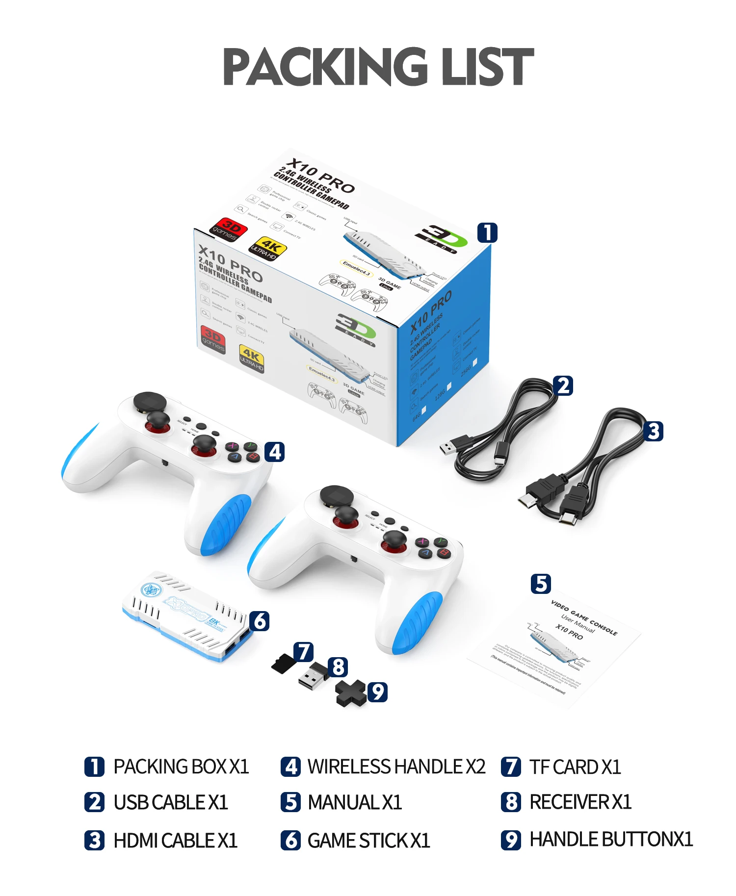 وحدة تحكم Game Stick 4K Retro 128G 50000+ ألعاب 50+ محاكيات تلفزيون صغير فيديو وحدة تحكم ألعاب محمولة وحدة تحكم لاسلكية