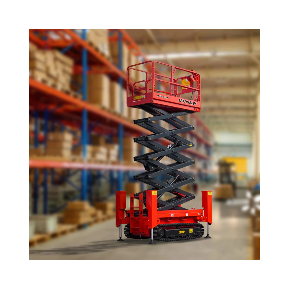 Everstar Four Wheeled Self Propelled Automatic Walking Tracked Scissor Man Lift Aerial Work Platform Scissors Lift