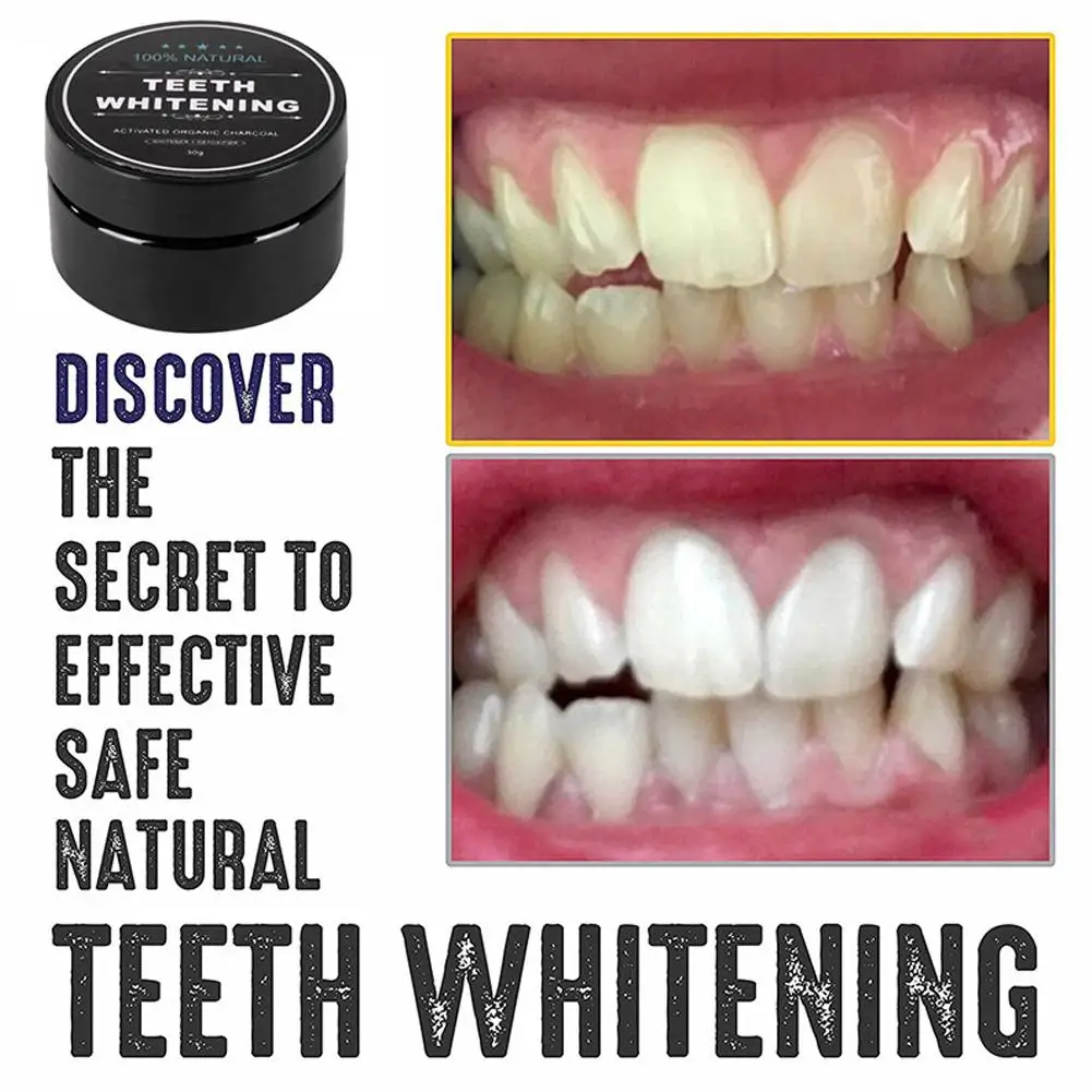 Teeth Whitening Black Charcoal Powder Brightening Yellow Teeth Remove Plaque Stain Oral Hygiene Fresh Breath Dental Care