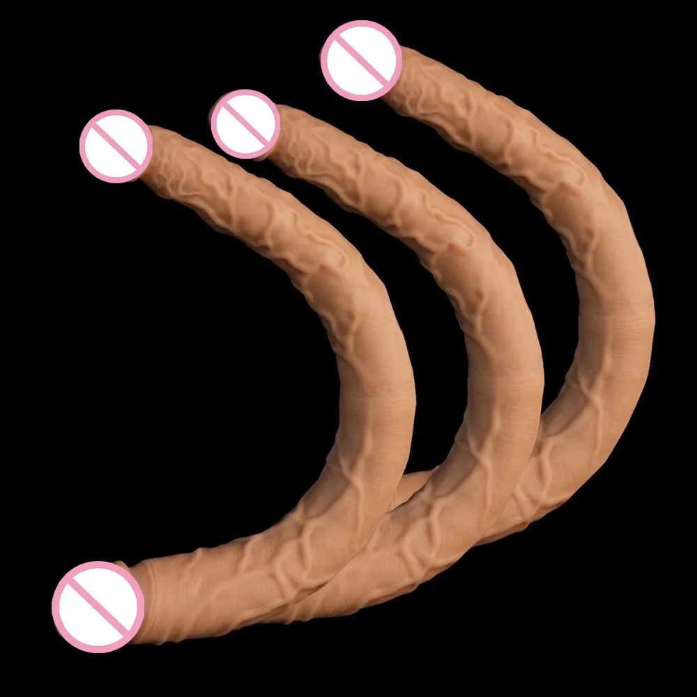 Flesh Double Head Dildo Long Realistic Double Ended Dildo Flexible Anal Penis For Women Masturbator Sex Toys For Lesbian_voghion.com