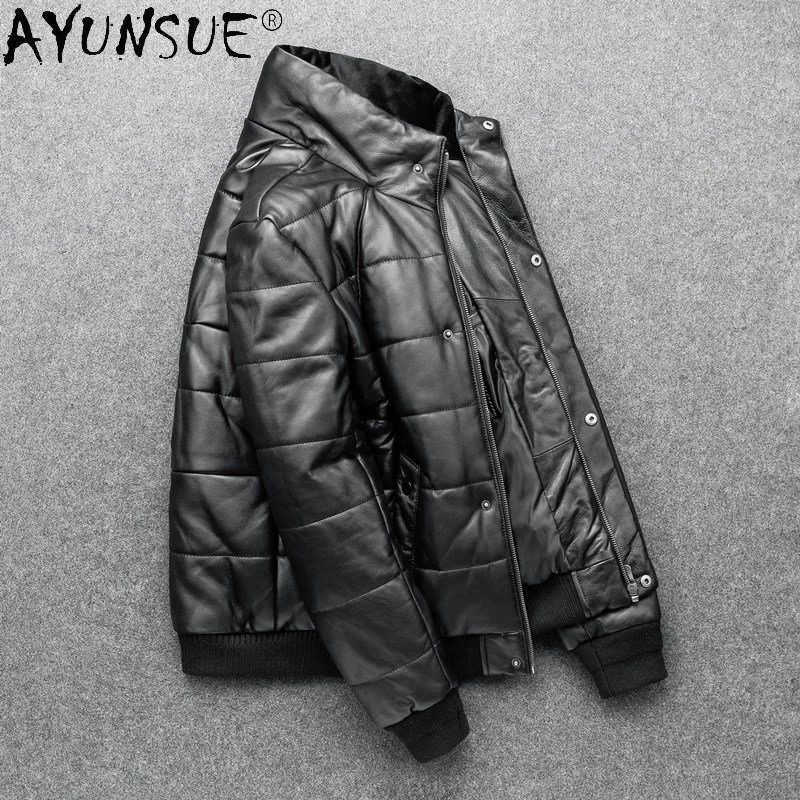 

Genuine Leather Jacket Men Down Cotton-padded Parkas Men’s Real Sheepskin Coats Man Slim Thick Winter Jackets 2024 New Jaqueta