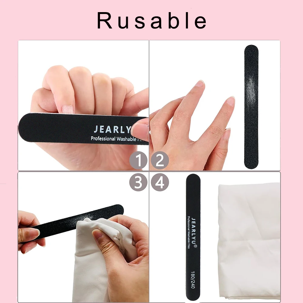 10/25 قطعة مبرد أظافر احترافي جديد 180/240 حصى الصنفرة لوحات مزدوجة الجانبين قابل للغسل أسود مستقيم شكل ملفات الأظافر عدة #5