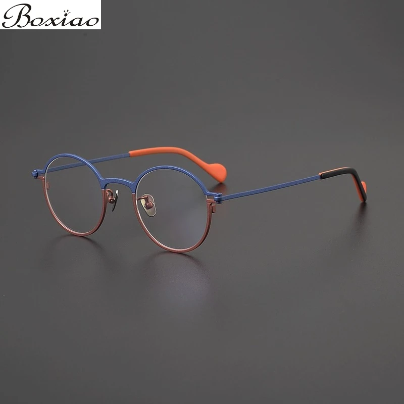 

47MMUltra-light Pure Titanium Round Men's Retro Elegant Double Color Trend Glasses Frame Women's Myopia Glasses Double Color.