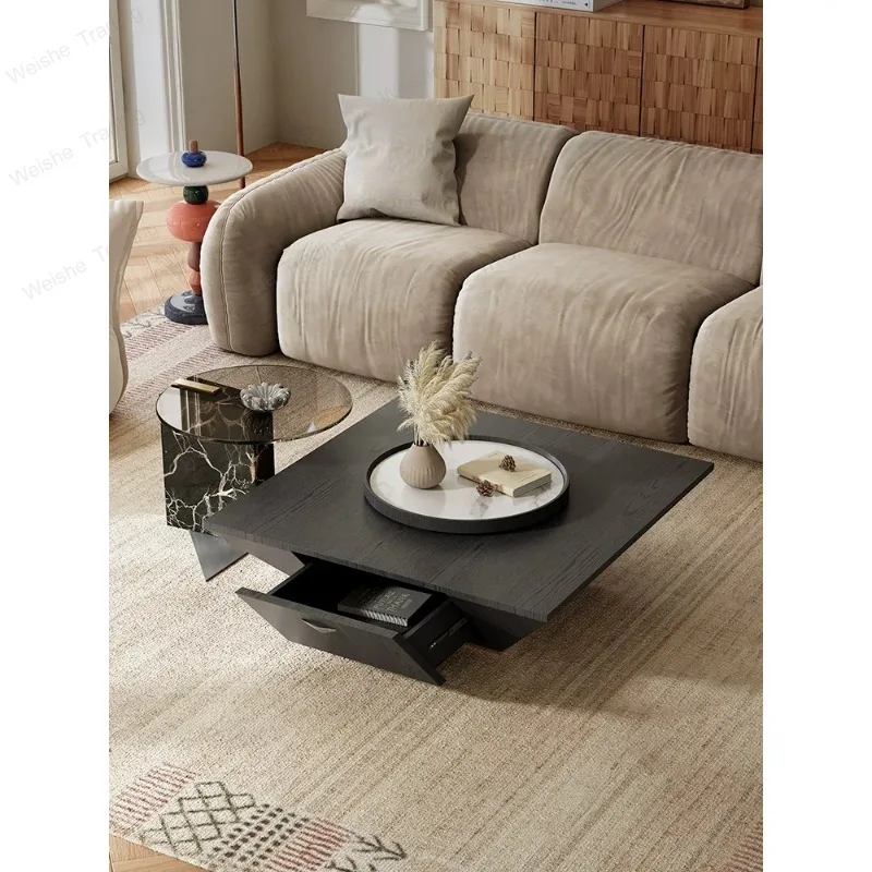 Minimalist inverted triangular rock slab coffee table living room home high-end square tea table
