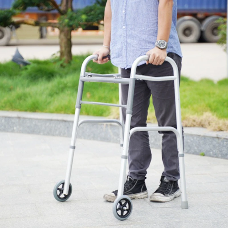  مشاية كبار، أداة مساعدة على التنقل من الألومنيوم قابلة للطي، حامل دعم مضاد للانزلاق مع عجلات، مشاية لإعادة تأهيل ما بعد السكتة الدماغية #4