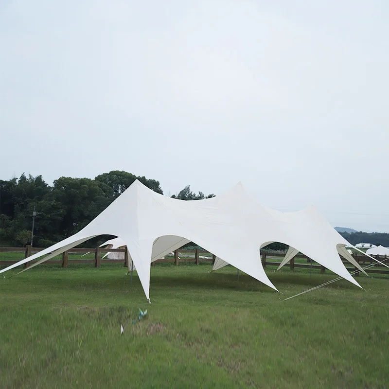 Hot selling：Large Size Canvas Tent Canopy for Big Party  Canvas Sunshade for Outdoor Activity 3 Roofs Canopy Tent With Lar