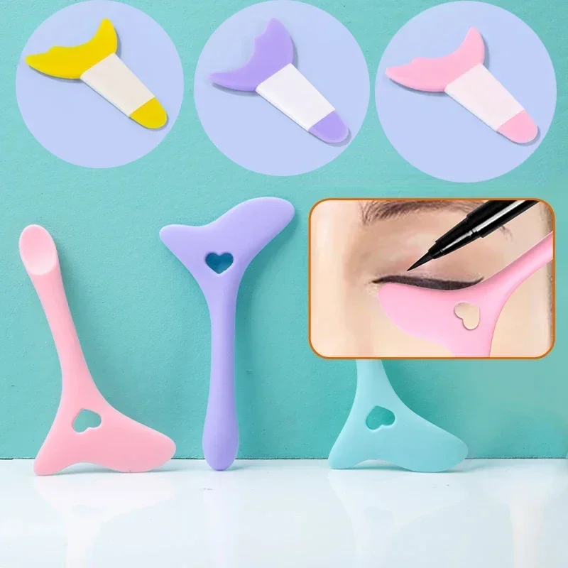 2 uds 3 en 1 pestañas, sombra de ojos, aplicador de delineador de ojos herramienta guía para maquillaje, aplicador de máscara plantillas de ojos reutilizables herramienta de ayuda para maquillaje,