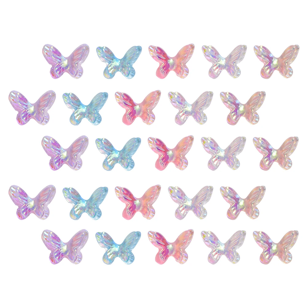 

40 Pcs Butterfly Decor Nail Art DIY Accessory Resin Small Manicure Adornment for Girls Durable Practical Use Colorful