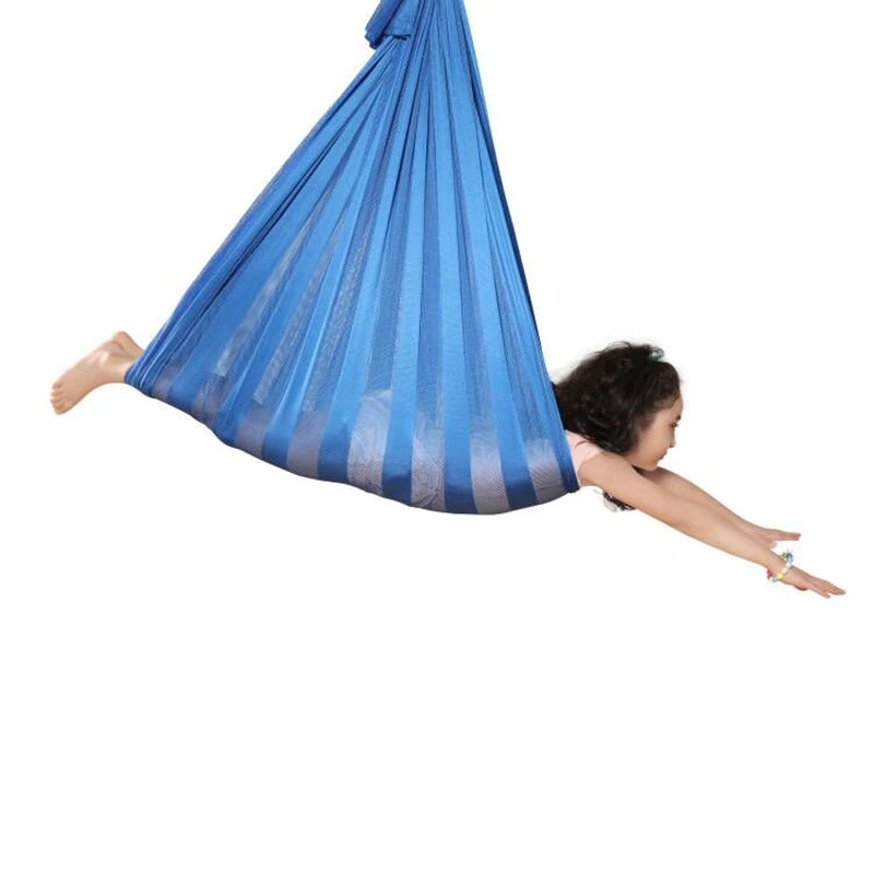 Crianças malha swing hammock para o autismo adhd adicionar terapia aconchegar-se sensorial criança terapia pacote elástico assento constante balanço