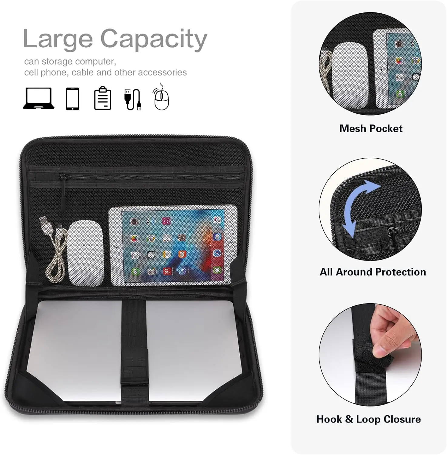 Waterproof Laptop Sleeve Computer Carrying Case for Macbook Air Pro 13.3 14 15 16 inch M1 M2 M3 M4 Dell Surface Notebook HandBag