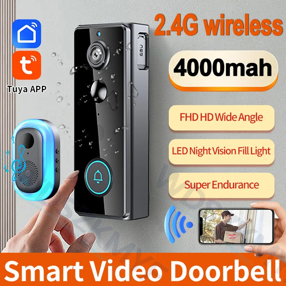 Tuya WiFi Video Doorbell Wireless HD Camera IP65 Waterproof PIR Motion Detection Security Smart Home Door Bell Intercom for Home
