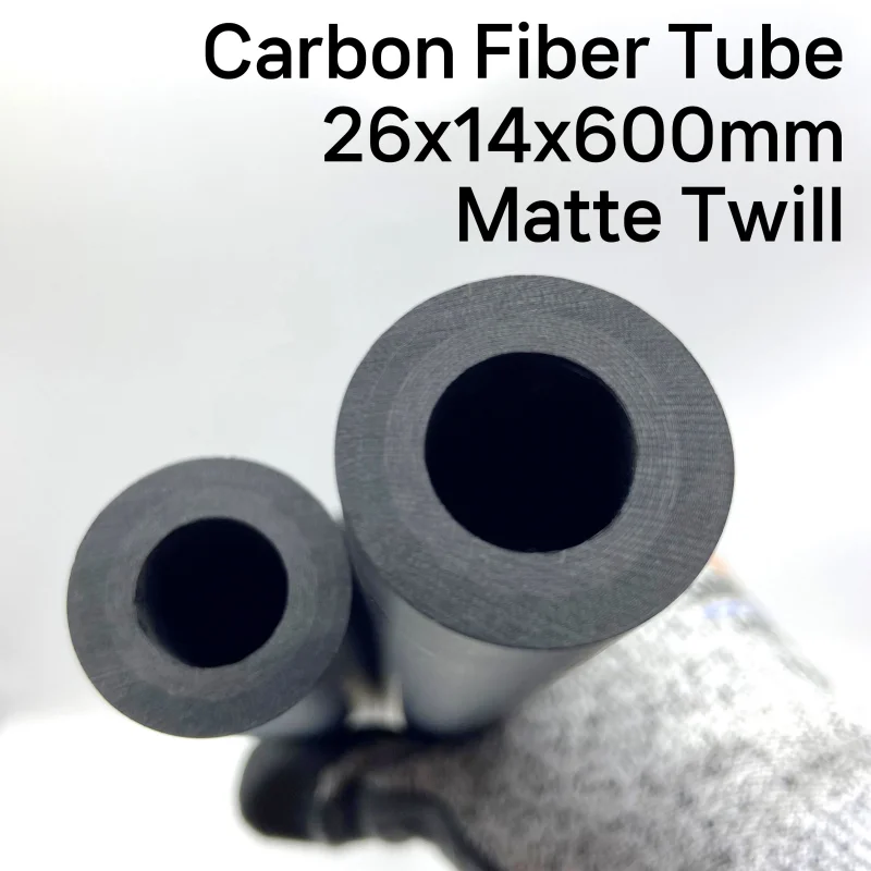 26x14mm Carbon Fiber Tube Pipe for RC Airplane Parts High Hardness Composite Material Matte Twill Weave 600mm 2pcs