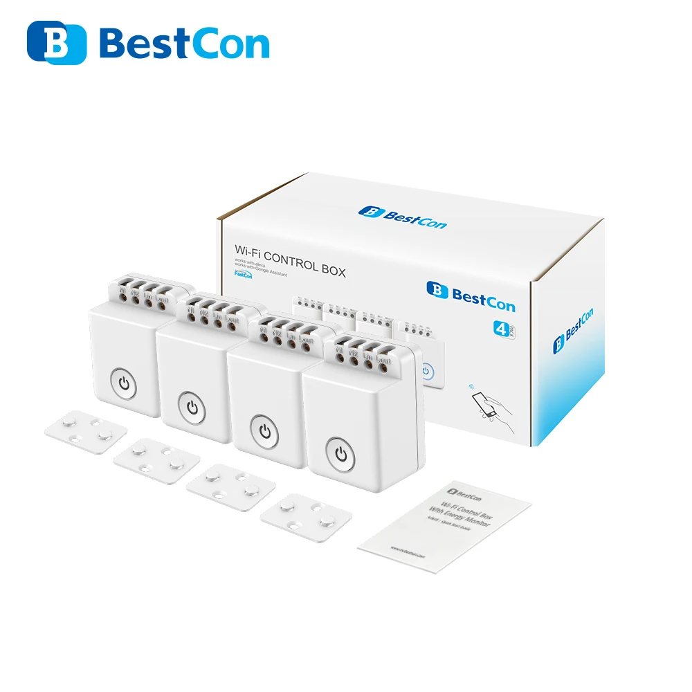 TISHRIC BroadLink SCB1E Smart WiFi Module 16A Metering Switch Metering And MCB1 Four Sets Works With Alexa And Google Assistant