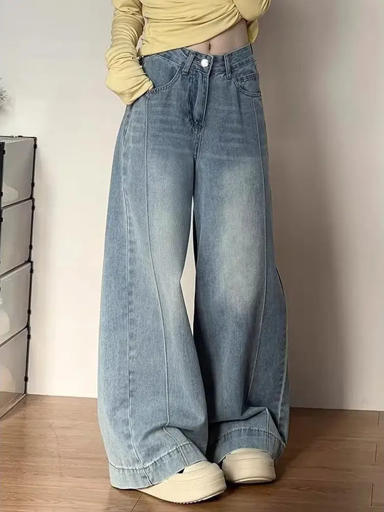 

High Waist Wide Leg Jeans Women's Summer plus Size Pear ape Body High Waist Loose Straight Long Pants Versatile Slimming
