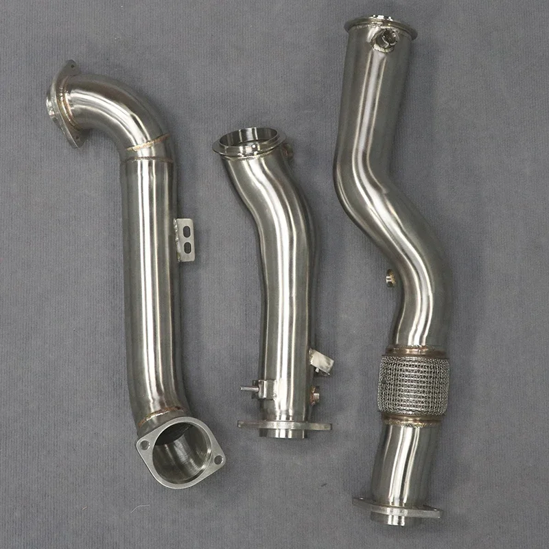 High Flow Stainless Steel G87 M2 Straight Downpipe Exhaust Pipes + Midpipe Front Pipe for M3 G80 M4 G82 S58 3.0T