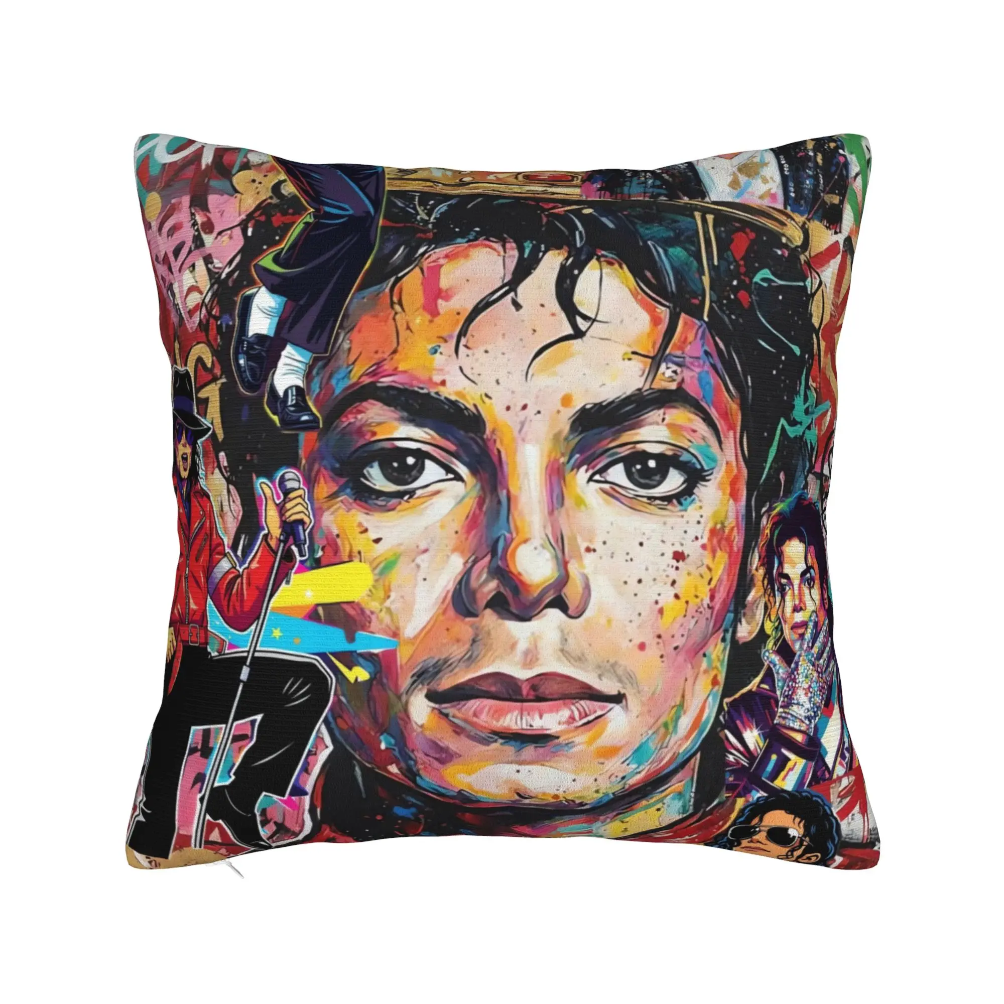 Vibrant Michael Jackson Art Collage Pillow Cover Cute Fun Pillow Case For Office Car Home Decor Comfy Pillowcases Birthday Gift