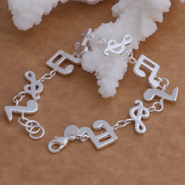 

Factory Wholesale Free Shipping 925 Sterling Silver Music Note Hot Bracelet Women Jewelry Fashion Beautiful High Quality Classic