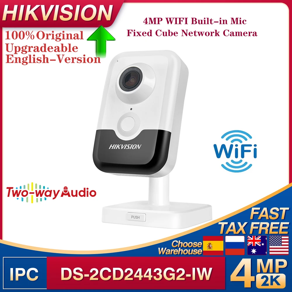 الأصلي Hikvision DS-2CD2443G2-IW 4MP PoE Wifi AcuSense مكعب ثابت كاميرا شبكة مراقبة اتجاهين الصوت كشف جسم الإنسان