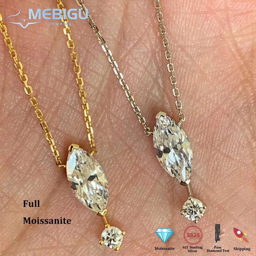 

Mebigu изысканное ожерелье с подвеской из муассанита и бриллианта для женщин s925, серебро, многослойная минималистичная вечерние цепочка на шею, подарок