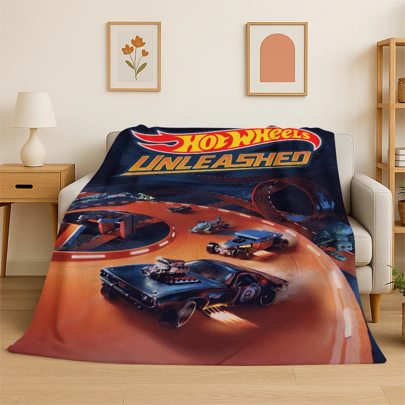 

Cartoon H-Hot Wheels Racing Car Flannel Blanket Soft Warm Throw Blanket for Bedroom Living Room Bed Travel Camping Picnic Kid