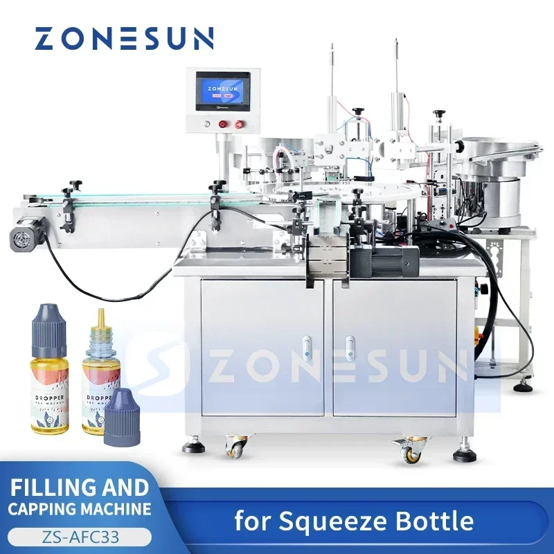 ZONESUN Monoblock Packaging Bottle Filling and Capping Machine Squeeze Bottles Filler Capper Inner Plug Pressing ZS-AFC33