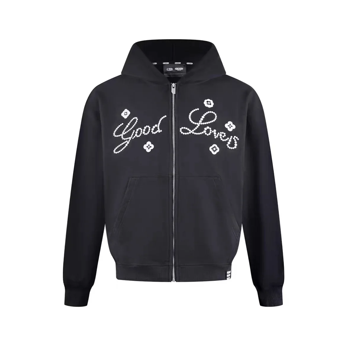

Goodbrand New 2026 Premium Quality GOOD Zipper Hoodie with Floral Slogan - Light Luxury Fashion for Men and Women