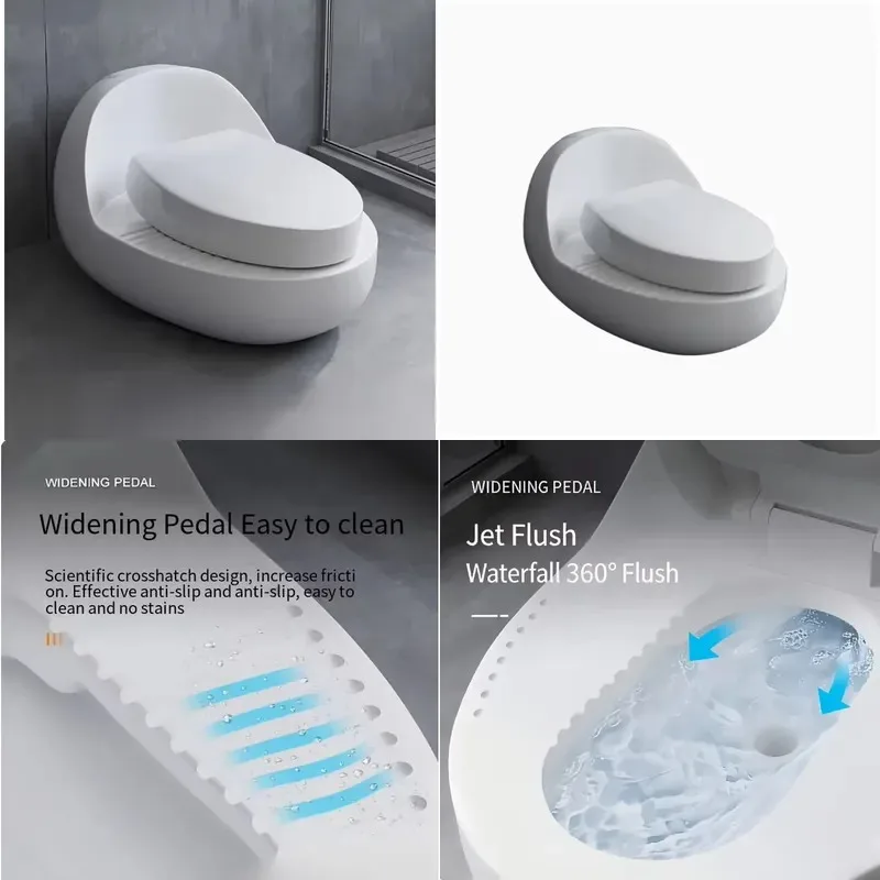 Dual Purpose Squat Toilet with Strong Flush for Family Bathroom Elderly and Pregnant Women