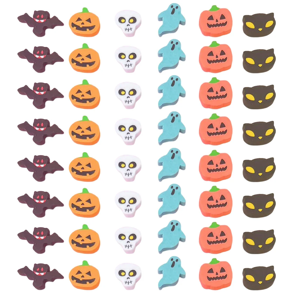 100 Pcs Cartoon Shaped Drawing Erasers Halloween Stationery Accessory Decorative