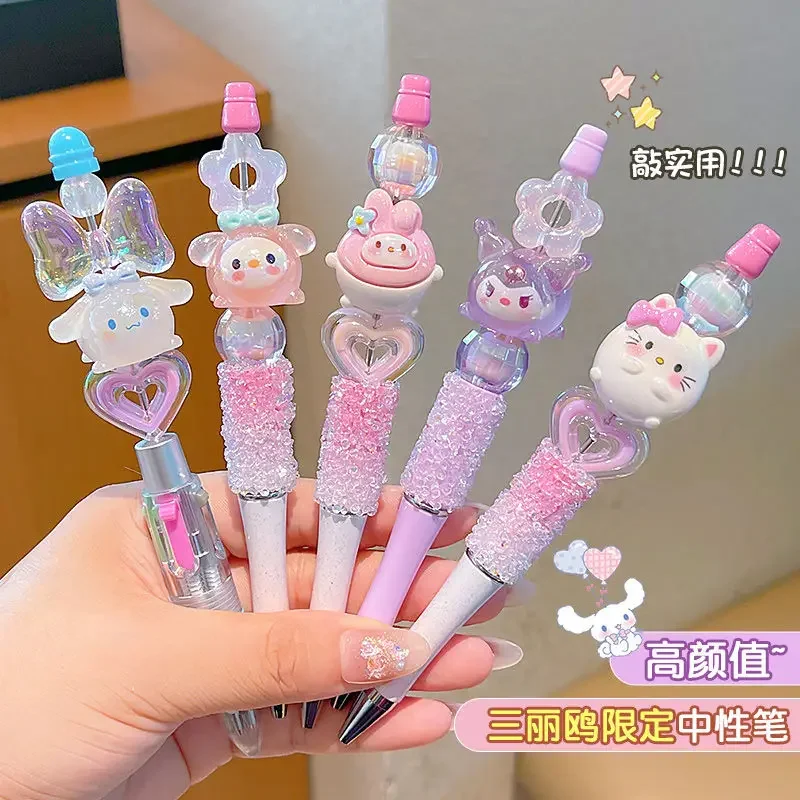 

Kuromi Hello Kitty Anime Crystal Diamond Neutral Black Pen Cute Cartoon Cinnamoroll Children Pencil Stationery Gifts for Kids