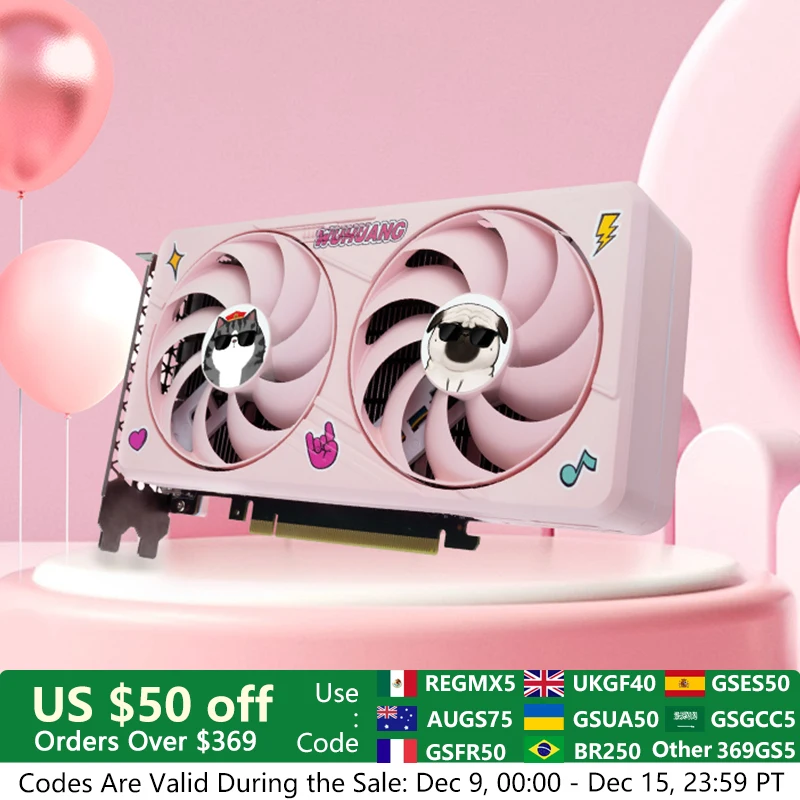 ASL Collaboration With Supremo Cat NVIDIA GeForce RTX 4060 8GB GDDR6 PCI-E 4.0 Brand New Pink PC Gaming Graphics Card Video Card