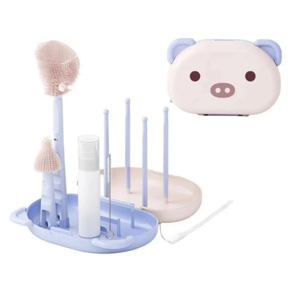 携帯用ボトル洗浄ブラシセット コンパクトナイロンスポンジ乳首ストロークリーナーキット トラベルサイズ BPAフリー哺乳瓶ブラシキット