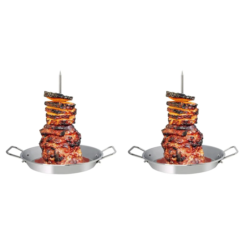 

LNHF 2X Vertical Skewer For Grill-Al Pastor Skewer Brazilian Vertical Spit Stand For Tacos Al Pastor, Shawarma, Kebabs, Gyros